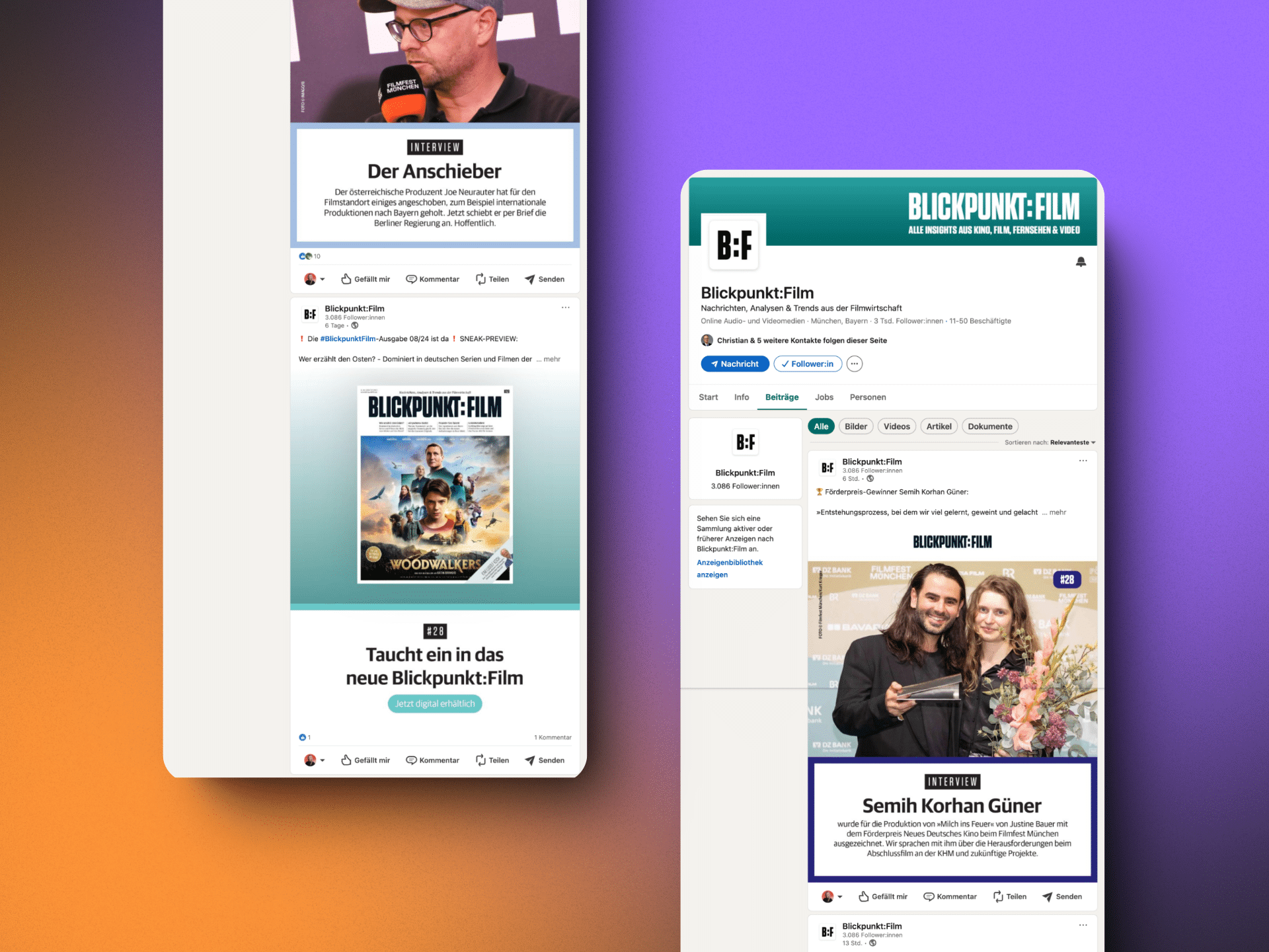 Zum Projekt: Digital Marketing Strategie, Social Media und LinkedIn Trainings für Blickpunkt:Film.